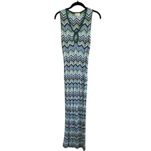 Torn by Ronny‎ Kobo Chevron Crochet Knit Dress Midi Medium Space Dyed Sleeveless